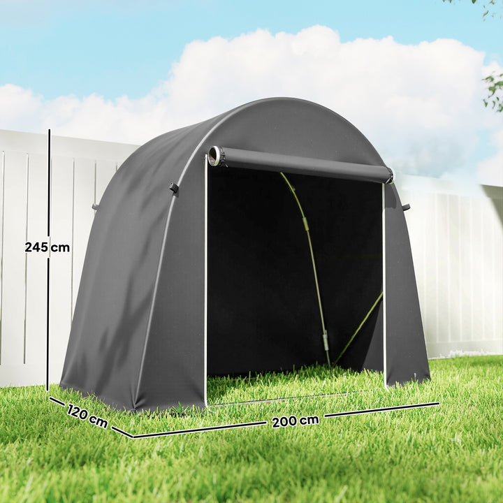 8 x 4 ft Garden Storage Tent, Waterproof Bike Tent with Roll-up Zipper Door and Galvanised Metal Frame