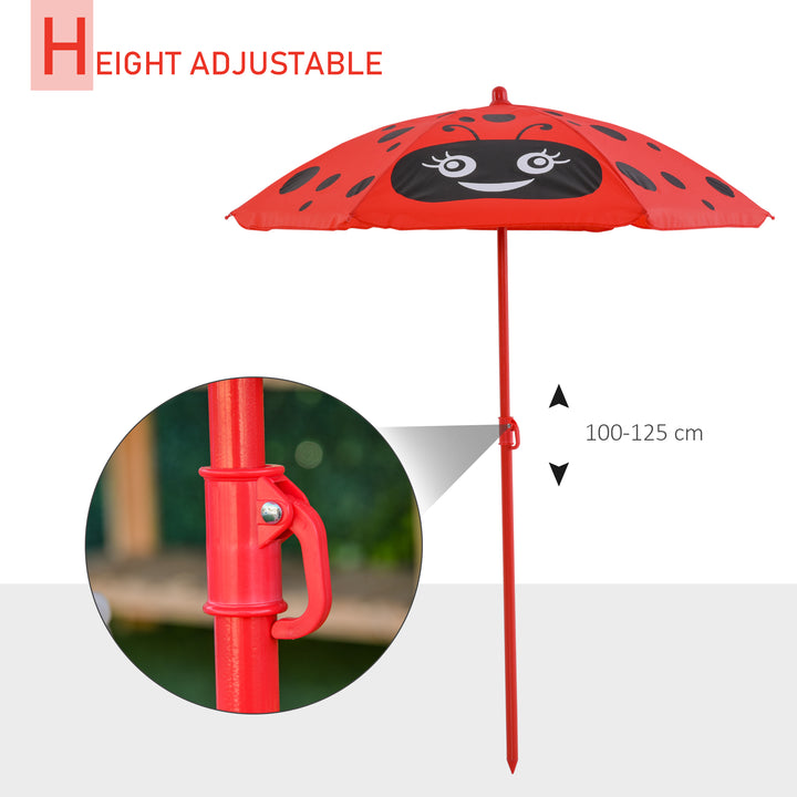 Kids Folding Picnic Table Chair Set w/ Parasol, Red