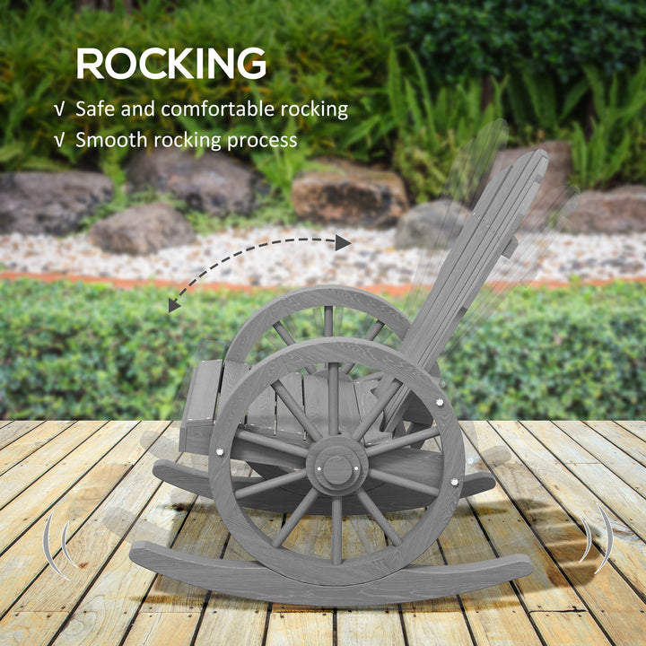 Wooden Adirondack Rocking Chair Reclining Armchair Outdoor Garden Furniture Patio Porch Rocker - Grey