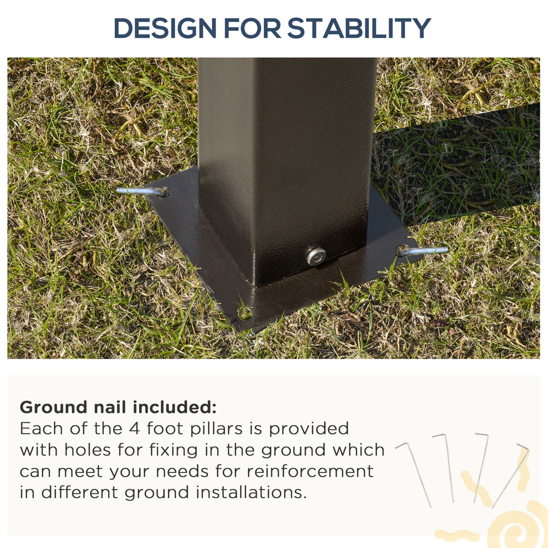 MCL 3 x 3.6m Hardtop Gazebo Canopy with Polycarbonate Roof Garden Pavilion with Removable Curtains and Steel Frame, Brown