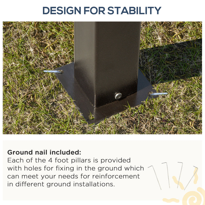 MCL 3 x 3.6m Hardtop Gazebo Canopy with Polycarbonate Roof Garden Pavilion with Removable Curtains and Steel Frame, Brown