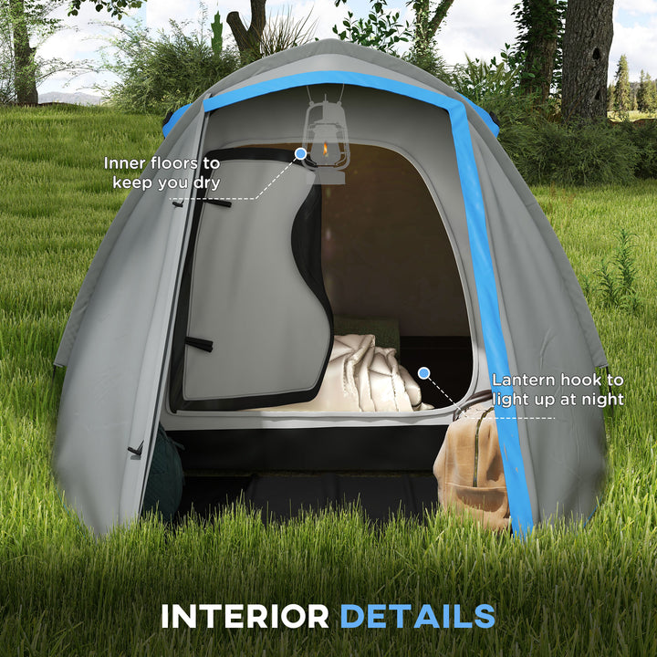 Two-Man Dome Tent, with Front Porch and Accessories - Blue/Grey
