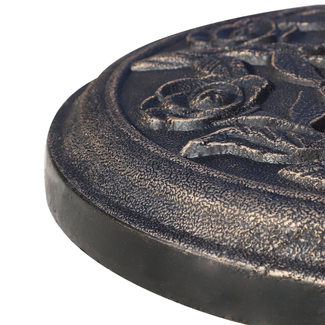 9kg Garden Parasol Base, Round Resin Cast Iron Effect Sun Umbrella Base, Outdoor Umbrella Stand for 38mm or 48mm Outdoor Umbrella Poles, Bronze Tone