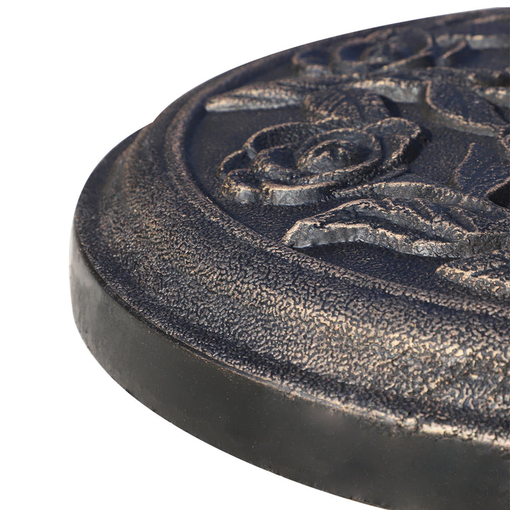 9kg Garden Parasol Base, Round Resin Cast Iron Effect Sun Umbrella Base, Outdoor Umbrella Stand for 38mm or 48mm Outdoor Umbrella Poles, Bronze Tone