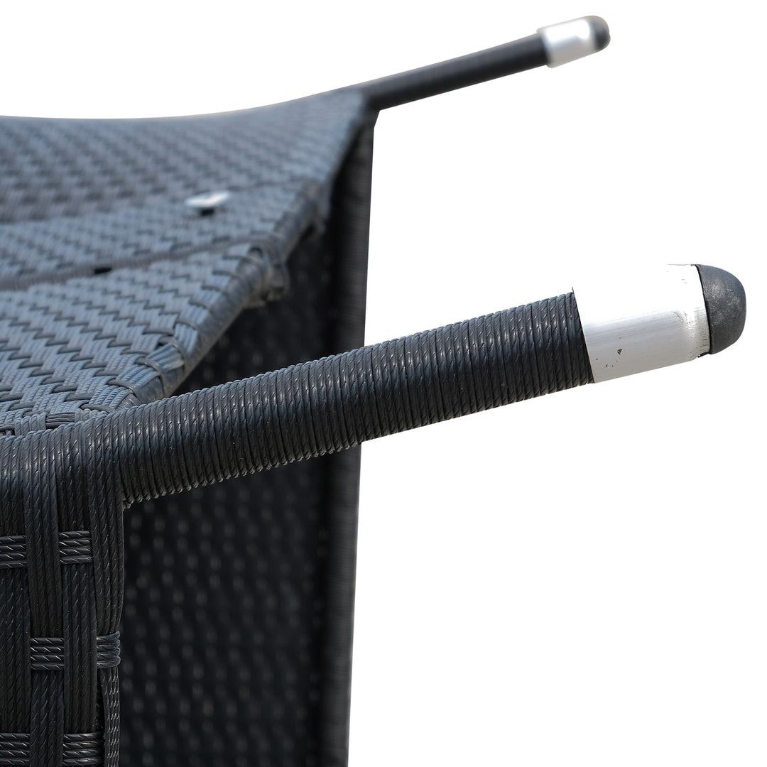 MCL 2 Seater Rattan Campanion Chair Wicker Loveseat Outdoor Patio Armchair with Drink Table Garden Furniture - Black