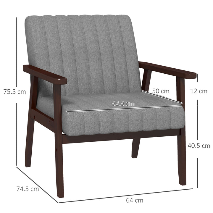 Mid Century Accent Chair, with Wooden Legs - Grey
