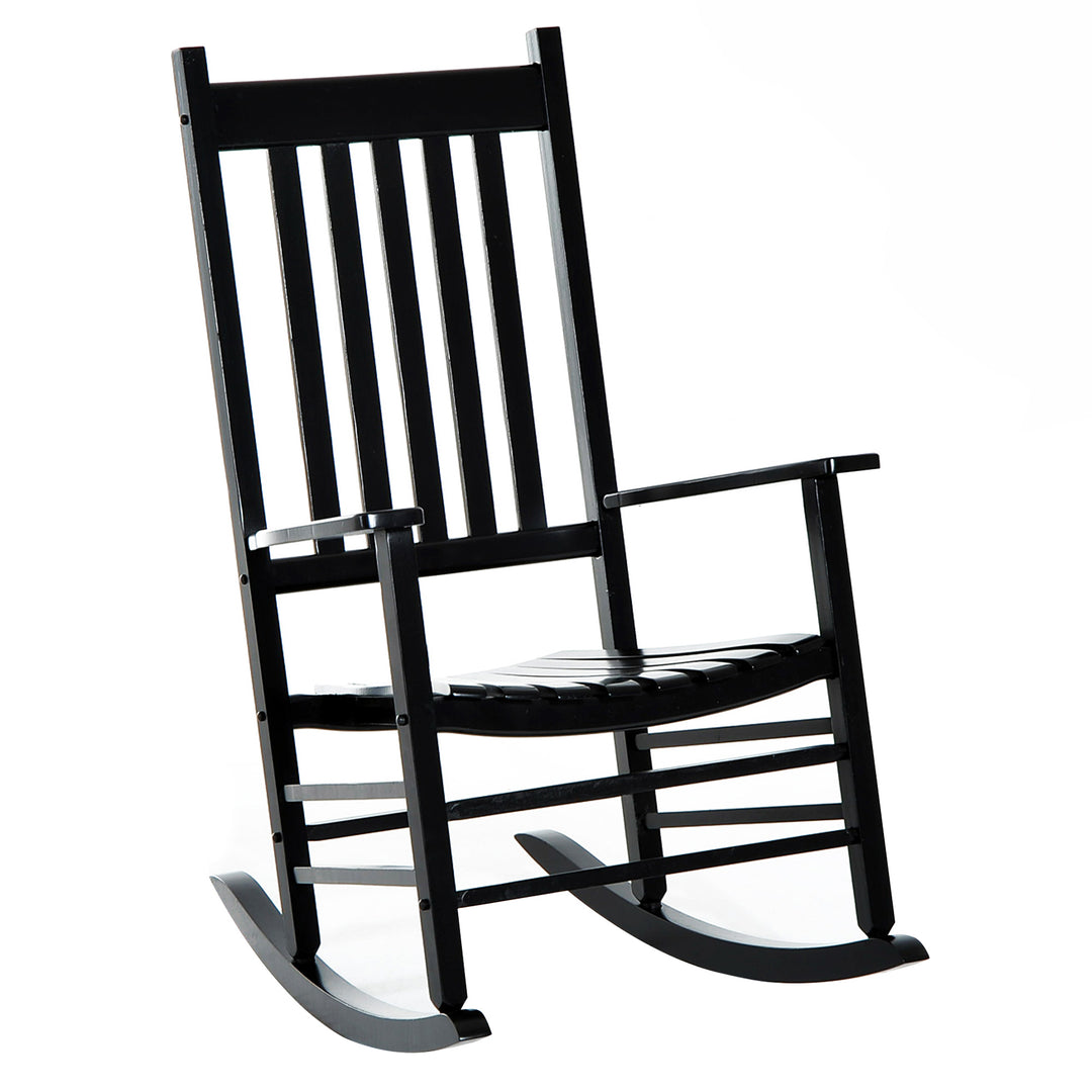 Outdoor Porch Rocking Chair Armchair Wooden Patio Rocker Balcony Deck Garden Seat Black