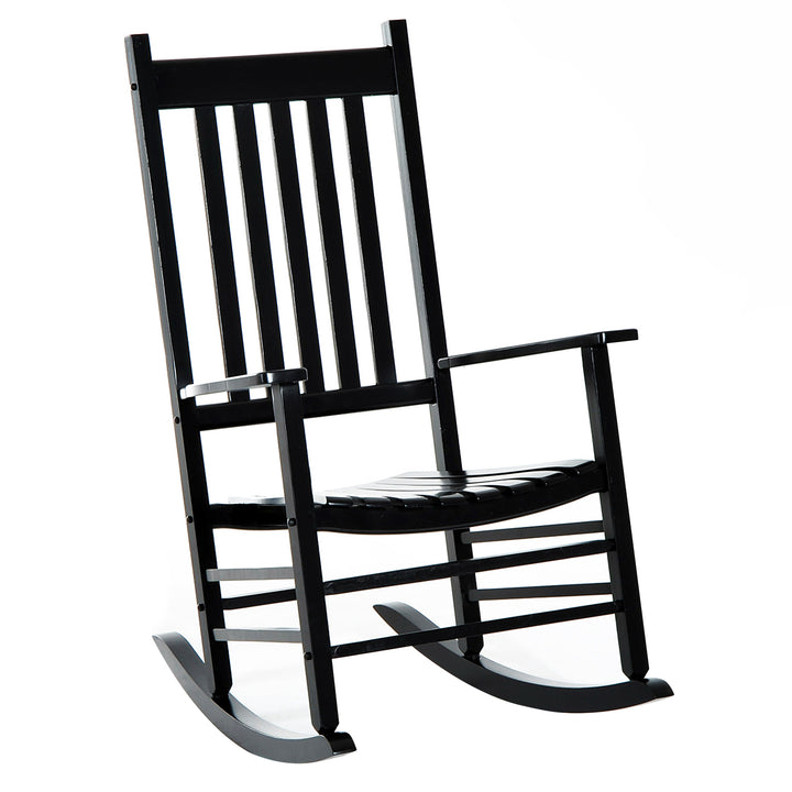Outdoor Porch Rocking Chair Armchair Wooden Patio Rocker Balcony Deck Garden Seat Black