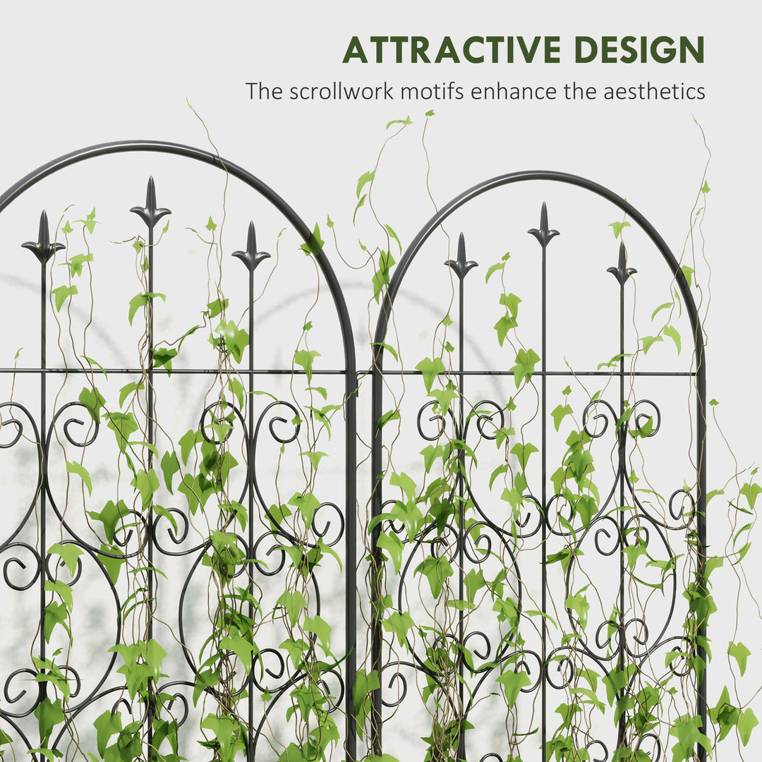 Set of 2 Metal Garden Trellis, Decorative Trellis Panels for Climbing Outdoor Plants, Vegetables, Vines, Flowers, 150 x 50 cm, Scrollwork Design