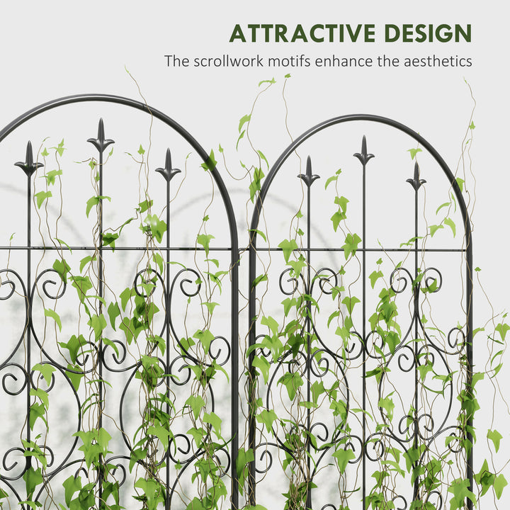 Set of 2 Metal Garden Trellis, Decorative Trellis Panels for Climbing Outdoor Plants, Vegetables, Vines, Flowers, 150 x 50 cm, Scrollwork Design