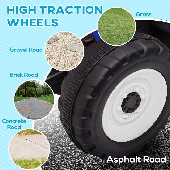 Ride On Tractor, Battery Powered Electric Car, with Detachable Trailer, Remote Control, Music - Blue