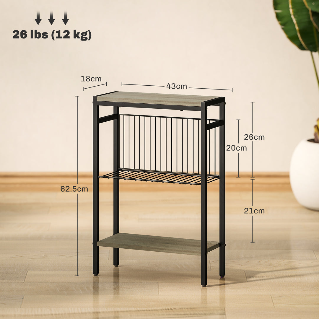Three Shelf Industrial Side Table, Grey