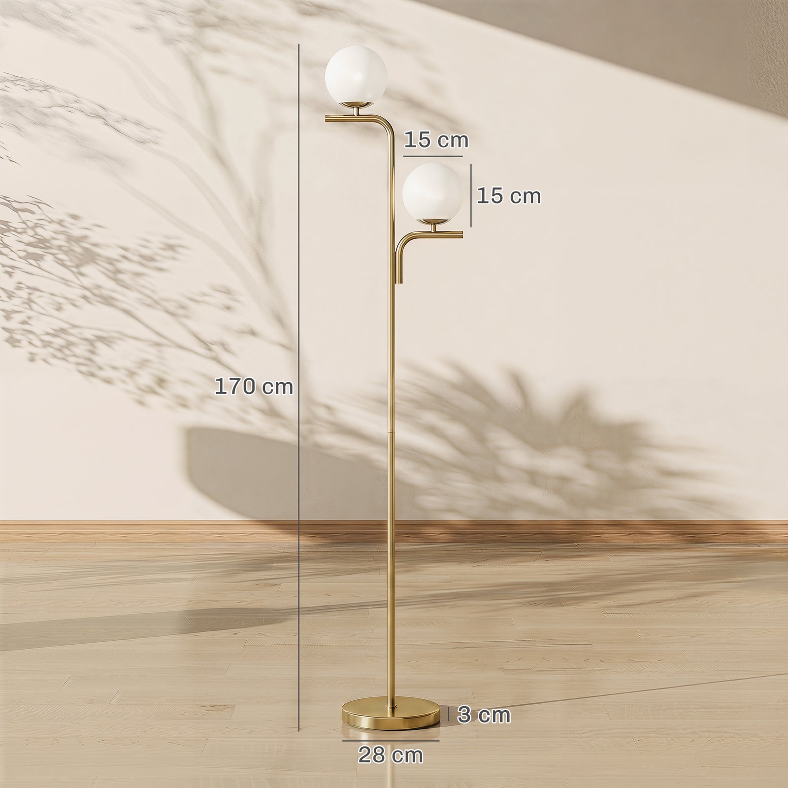 LED Floor Lamp, Modern Standing Lamp with 3 Colour Temperatures, Globe