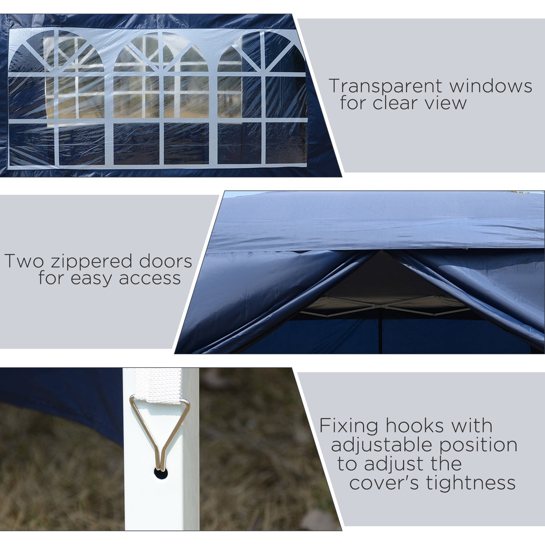 Outsunny 3 x 3 Meters Pop Up Water Resistant Gazebo Wedding Camping Party Tent Canopy Marquee with Carry Bag, Blue