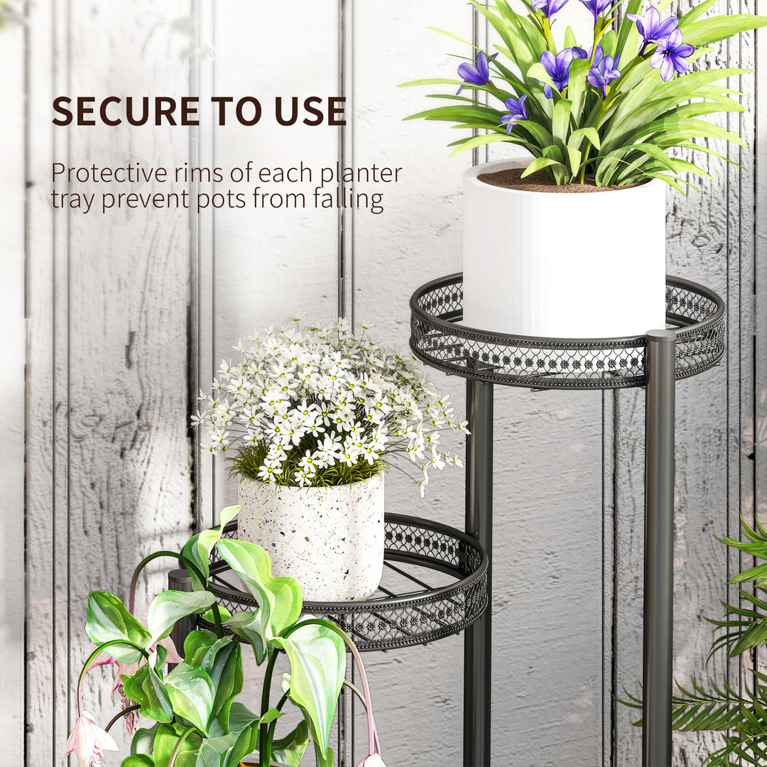 Four-Tier Steel Plant Stand - Black