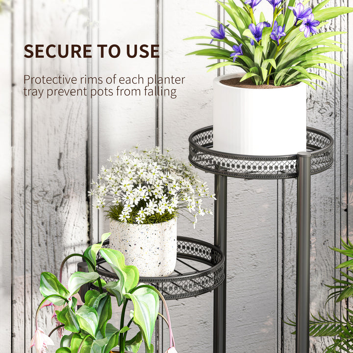 Four-Tier Steel Plant Stand - Black