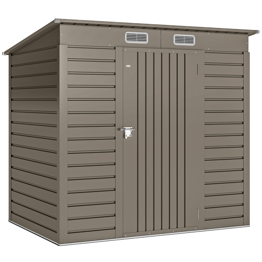 4 x 6ft Galvanised Metal Garden Shed, with Locking Door - Grey