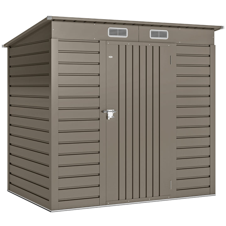 4 x 6ft Galvanised Metal Garden Shed, with Locking Door - Grey