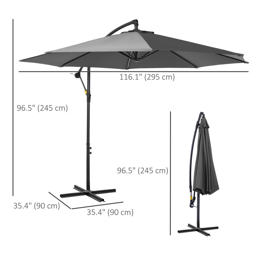 Cantilever Umbrella Parasol Hanging Banana Steel Dark Grey 3M Patio