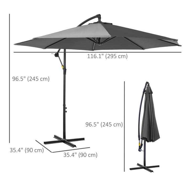 Cantilever Umbrella Parasol Hanging Banana Steel Dark Grey 3M Patio