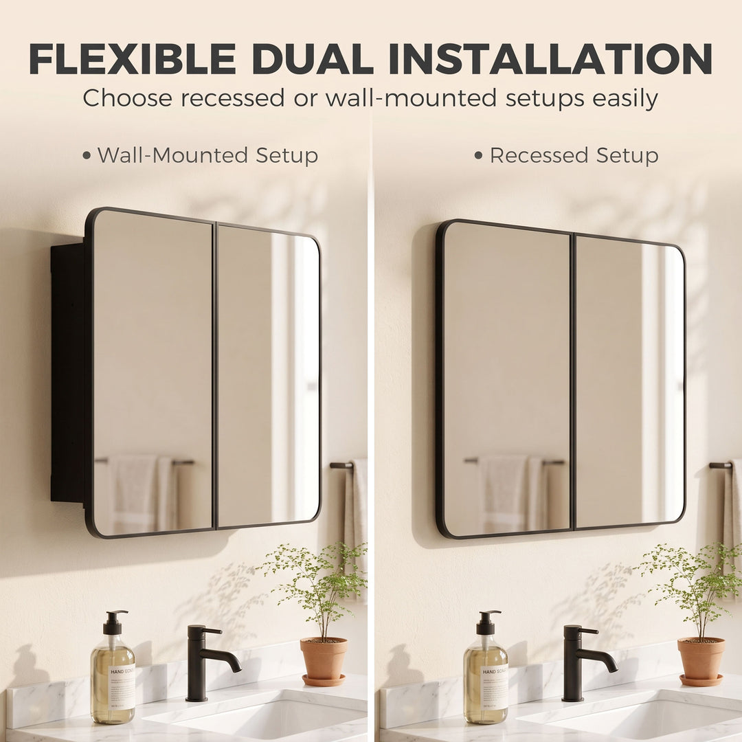 76.2 x 11.6 x 61 cm Bathroom Mirror Cabinet, Wall Cabinet with - view 5