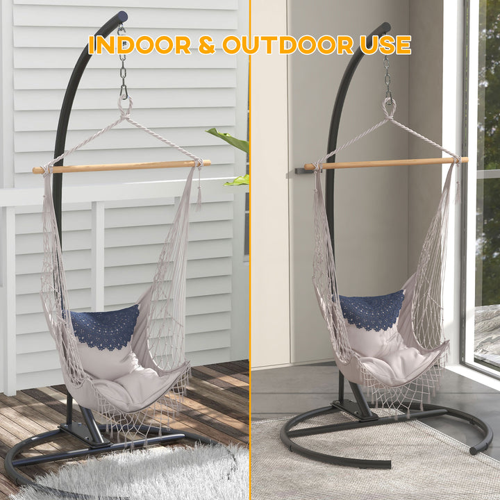 Hanging Hammock Chair Stand with Round Base, C Hanging Swing Stand Frame for Swing/Egg/Hammock Chair, Indoor &amp; Outdoor, Heavy Duty 330 lbs
