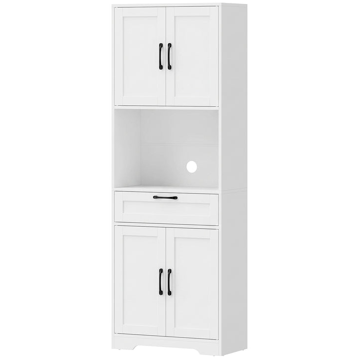 170 cm Tall Kitchen Pantry with Adjustable Shelves, Freestanding - White Wood Effect