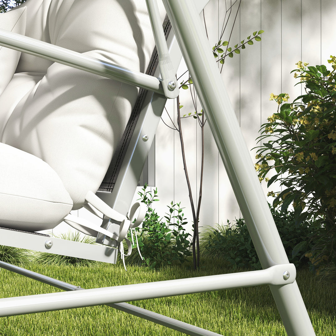 Back and Seat Cushion Replacement with 2 Pillows, Patio Chair Cushions Set with Ties, White