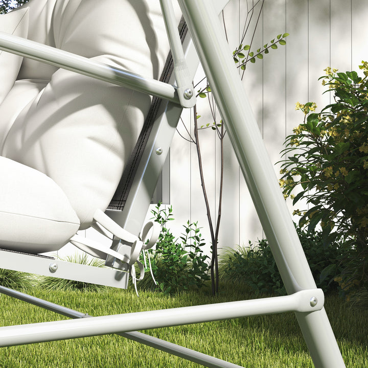Back and Seat Cushion Replacement with 2 Pillows, Patio Chair Cushions Set with Ties, White