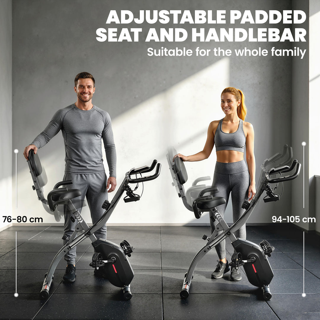 4-In-1 Folding Exercise Bike with Resistance Bands, Bluetooth App, 8-L