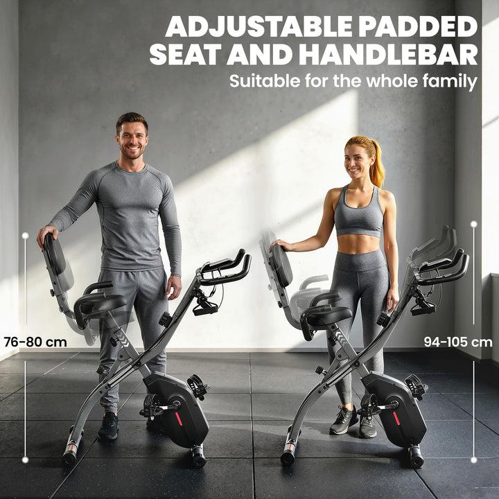 4-In-1 Folding Exercise Bike with Resistance Bands, Bluetooth App, 8-L