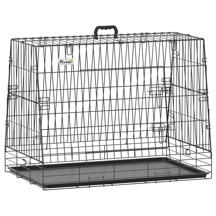 35"(90 cm) Car Dog Crate Medium Large Collapsible Slanted Travel Dog C