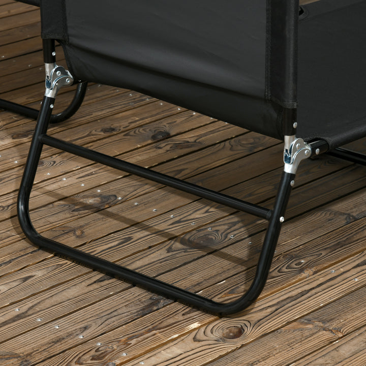 Set of Two Metal Frame Folding Sun Loungers - Black