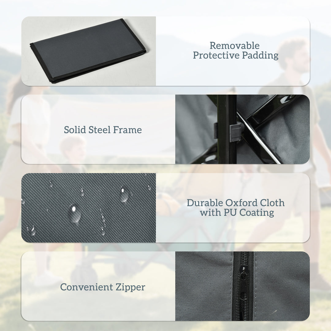 MCL Outdoor Pull Along Cart Folding Cargo Wagon Trailer Trolley for Beach Garden with Handle, Anti-Slip Wheel - Dark Grey