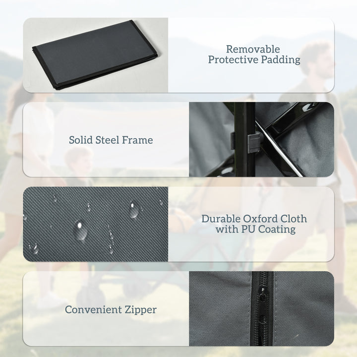 MCL Outdoor Pull Along Cart Folding Cargo Wagon Trailer Trolley for Beach Garden with Handle, Anti-Slip Wheel - Dark Grey