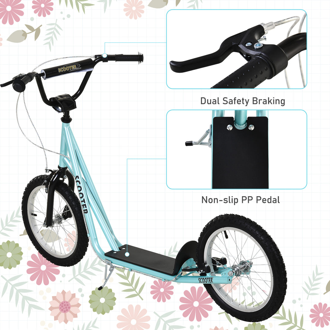 Kick Scooters for Kids with Adjustable Height, Anti-Slip Deck, Dual Brakes, Rubber Tyres, for Boys and Girls Aged 5+ Years Old - Blue