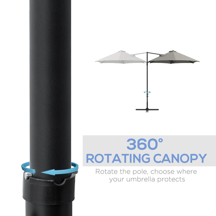 2.5m Rotating Cantilever Parasol - Light Grey