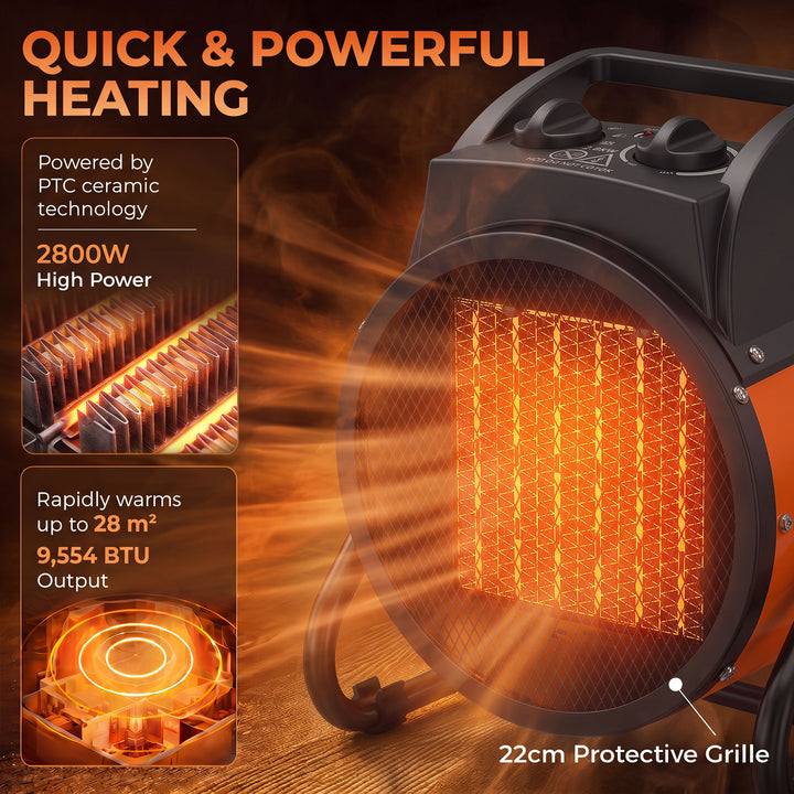 Industrial Fan Heater 2800W with Tilting, Electric Ceramic Space - view 4