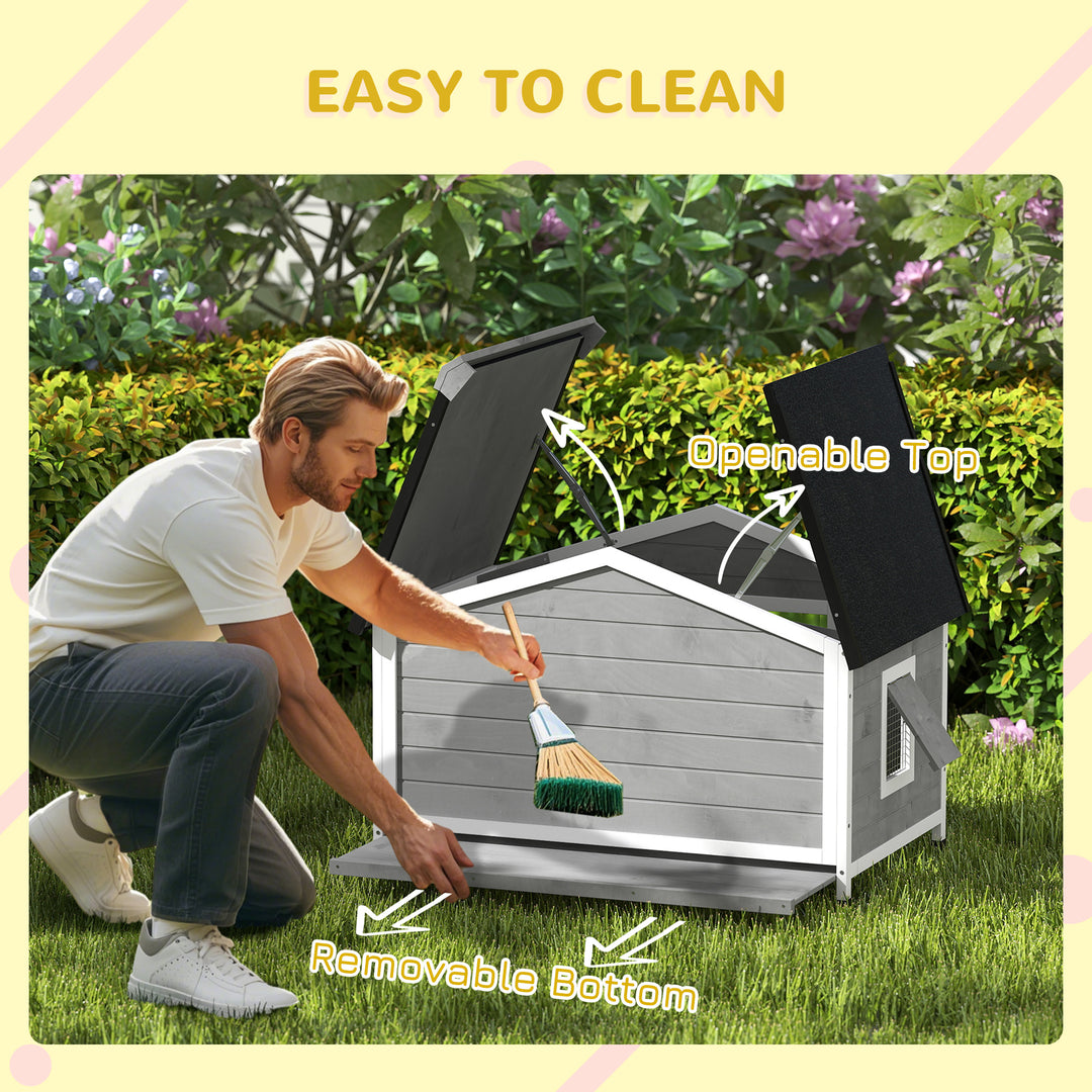 Wooden Dog Kennel for Outside, for Medium Dogs, 72H x 109L x 79Wcm, Grey