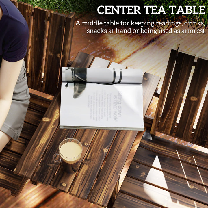 2-Seater Garden Bench with Table & Parasol Hole, Antique Loveseat for Porch, Patio, Carbonised Finish
