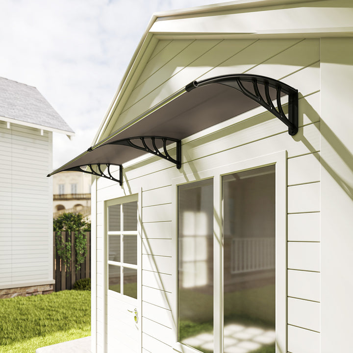 MCL Front Door Canopy, Waterproof Outdoor Awning, 75 x 195 cm Rain Shelter for Window, Porch and Front/Back Door, Brown