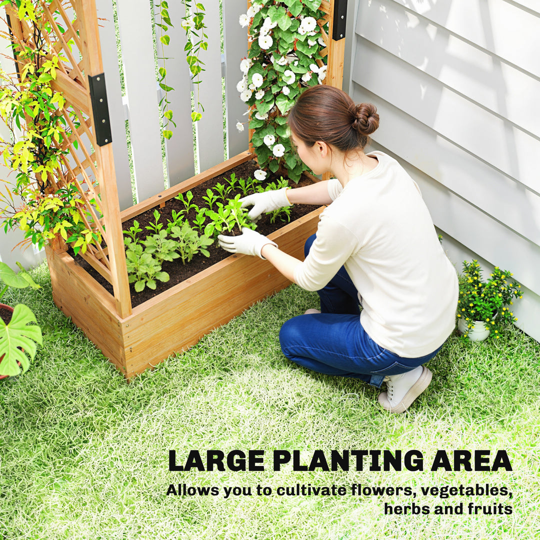 Fir Wood 110 x 44 cm Planter and Trellis Garden Bed