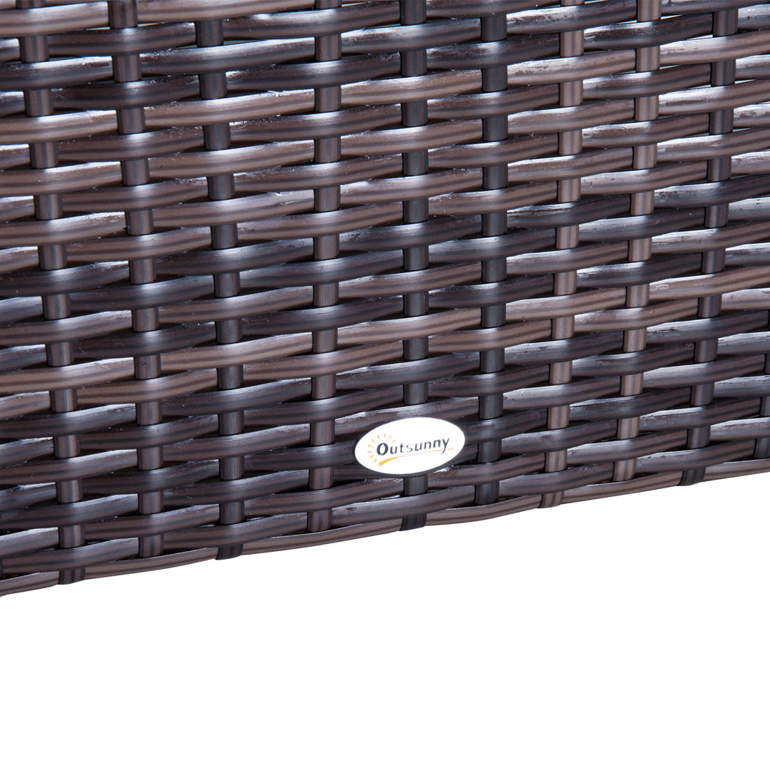 MCL 6 PC Rattan Sofa Coffee Table Set Sectional Wicker Weave Furniture for Garden Outdoor Conservatory w/ Pillow Cushion Brown