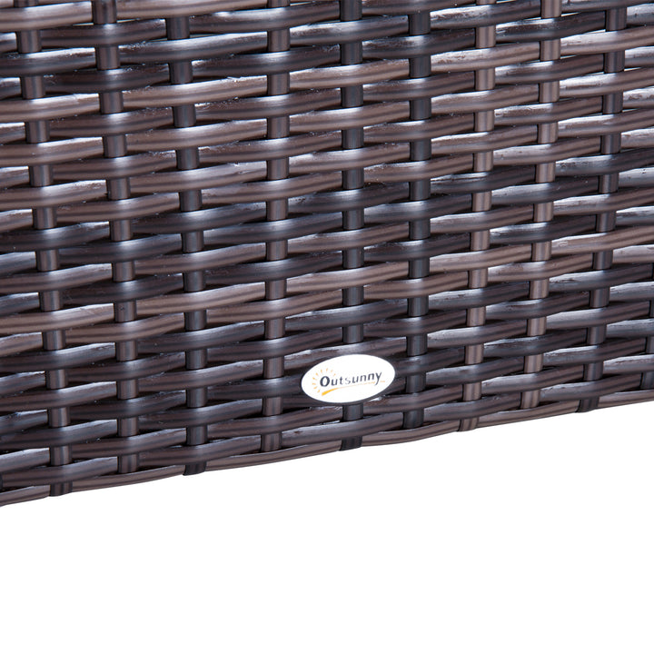 MCL 6 PC Rattan Sofa Coffee Table Set Sectional Wicker Weave Furniture for Garden Outdoor Conservatory w/ Pillow Cushion Brown