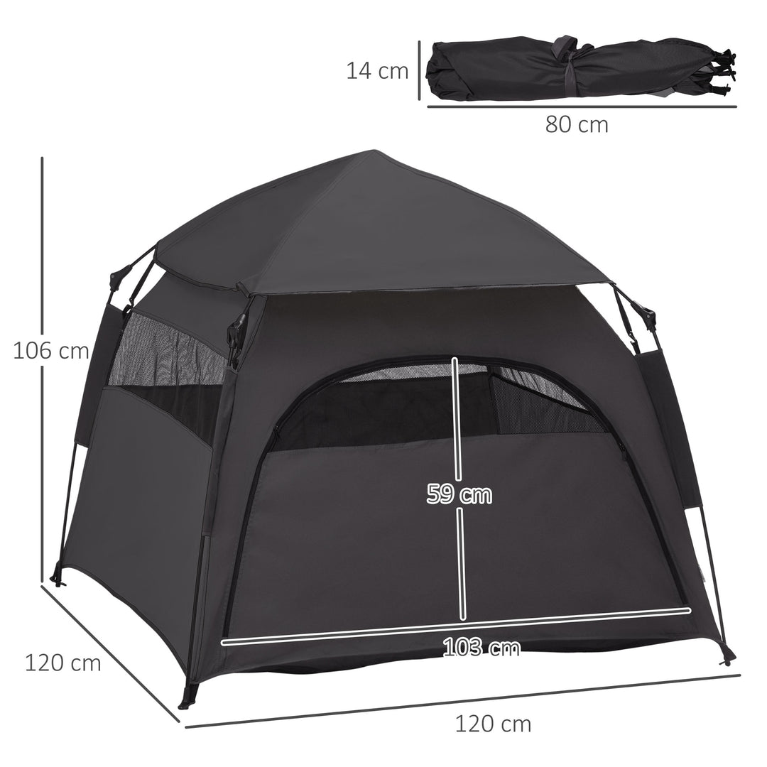 Foldable Dog Cat Tent with Water-Resistant Oxford, Carry Bag for Extra Large Dog, Charcoal Grey