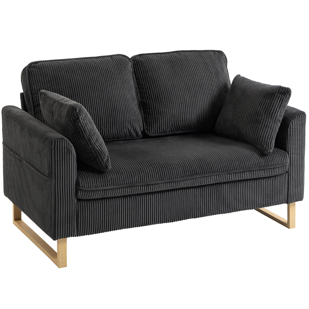 2 Seater Sofa, 140 cm Loveseat Sofa with Spring Cushions, Metal Legs, 