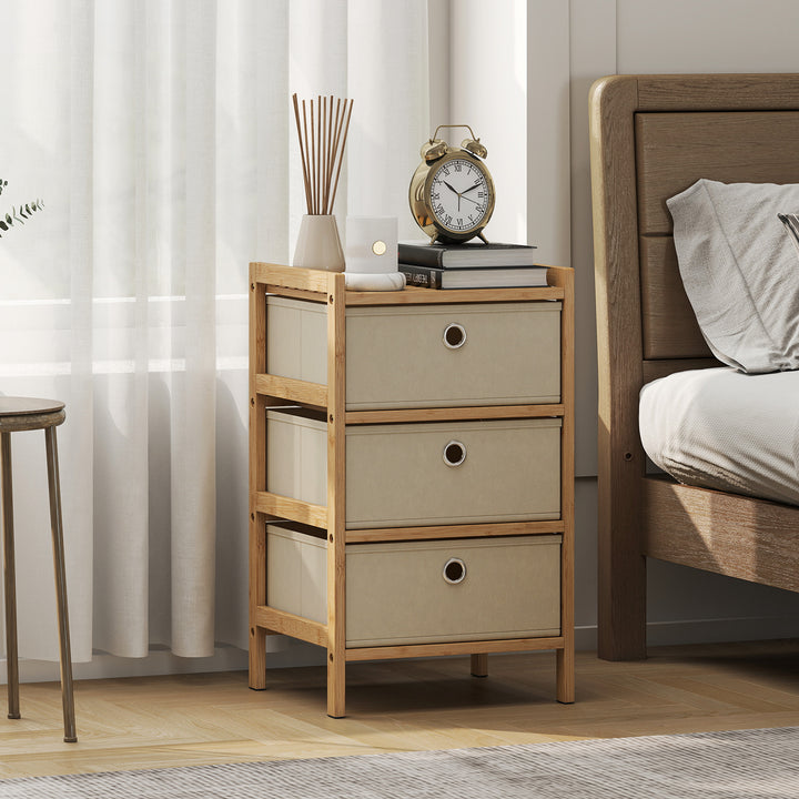 Chest of Drawers, 3 Fabric Drawers Narrow Dresser with Bamboo Frame, C