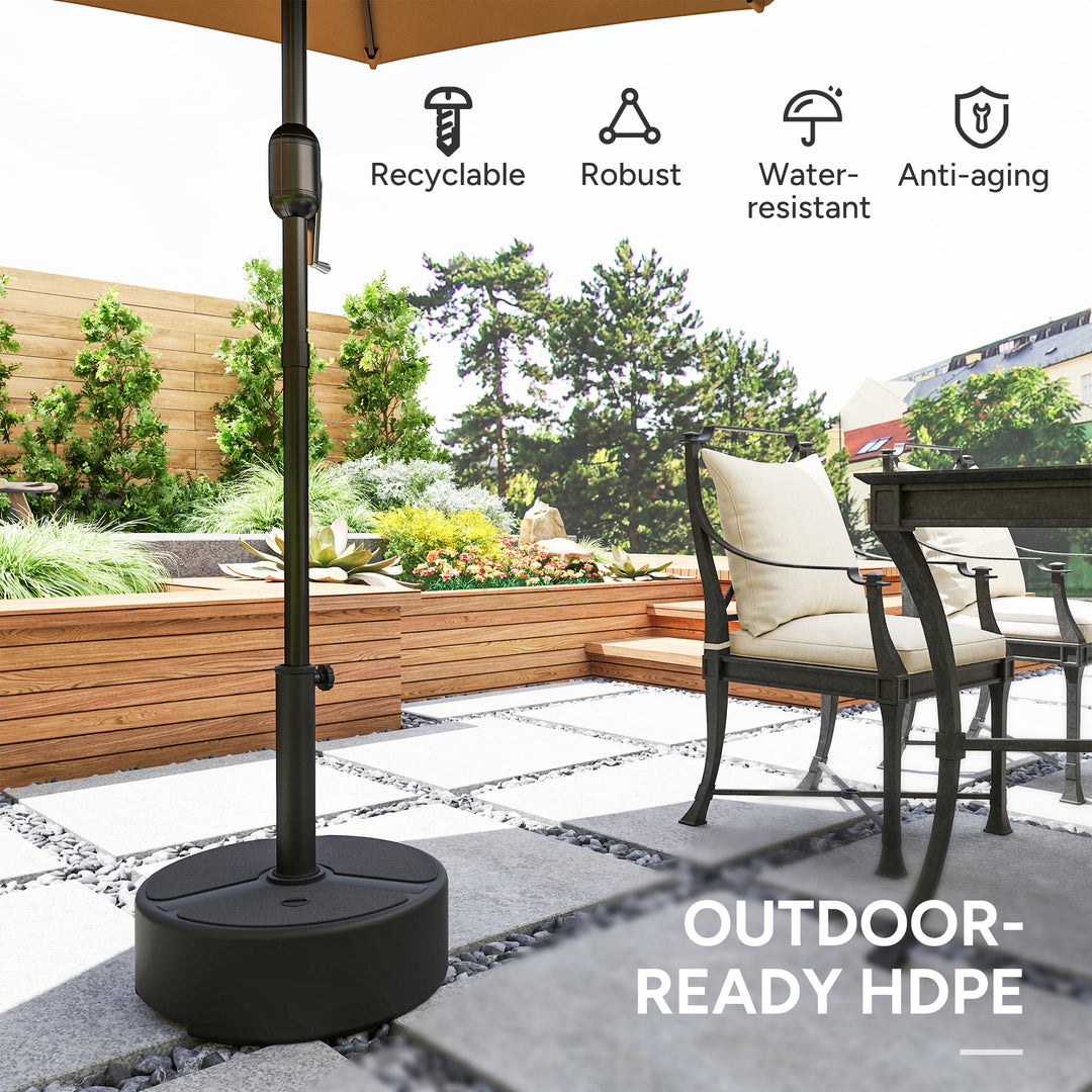 Round Garden Parasol Base, Garden Umbrella Stand Heavy Duty Parasol Base, Filled Up to 20kg with Stand or 18kg with Water for 38, 48 mm Poles, Black