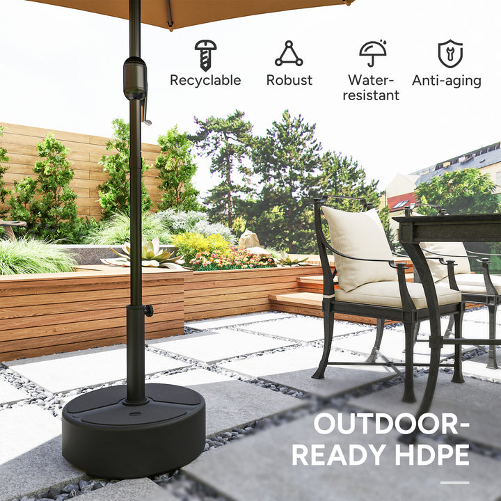Round Garden Parasol Base, Garden Umbrella Stand Heavy Duty Parasol Base, Filled Up to 20kg with Stand or 18kg with Water for 38, 48 mm Poles, Black