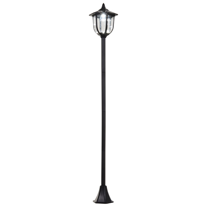 Outsunny 1.77m Tall Free-Standing ABS Garden Solar LED Lamp Post Black | Aosom UK